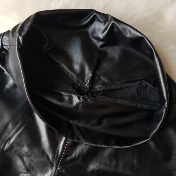 High Waist Slick Faux Leather Leggings - Picture 10 of 15